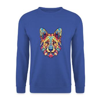 Böhmischer Schäferhund Rasse Buntes Aquarell - Unisex Pullover - Royalblau - Vorne - Alina (178cm) & Michal (187cm)