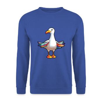 Möwe buntes Aquarell Cartoon Kawaii Tier - Unisex Pullover - Royalblau - Vorne - Alina (178cm) & Michal (187cm)