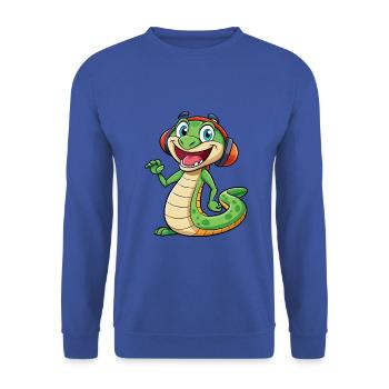 Snake Funny Cartoon Character Headphone Music - Unisex Sweatshirt - royal blue - Front - Alina (178cm) & Michal (187cm)