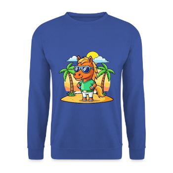 Cheval Drôle Dessin Animé Plage Été Lunettes de soleil - Sweat-shirt Unisexe - bleu royal - Devant - Alina (178cm) & Michal (187cm)