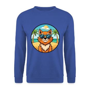 Ingwer Langhaar Katze Rasse Cartoon Sonnenbrille Strand - Unisex Pullover - Royalblau - Vorne - Alina (178cm) & Michal (187cm)