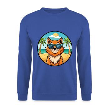 Ingwer Langhaar Katze Rasse Cartoon Sonnenbrille Strand - Unisex Pullover - Royalblau - Vorne - Alina (178cm) & Michal (187cm)