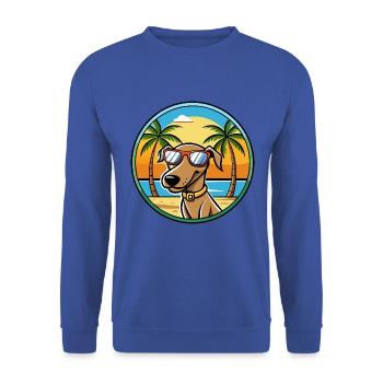 Plott Hound Hund Rasse Cartoon Sonnenbrille Strand - Unisex Pullover - Royalblau - Vorne - Alina (178cm) & Michal (187cm)