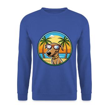 Plott Hound Hund Rasse Cartoon Sonnenbrille Strand - Unisex Pullover - Royalblau - Vorne - Alina (178cm) & Michal (187cm)