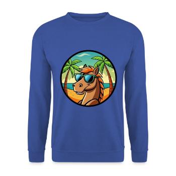Cheval Drôle Dessin Animé Plage D’été Lunettes De Soleil Cool - Sweat-shirt Unisexe - bleu royal - Devant - Alina (178cm) & Michal (187cm)