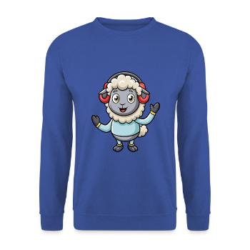 Sheep Funny Cartoon Character Headphone Music - Unisex Sweatshirt - royal blue - Front - Alina (178cm) & Michal (187cm)