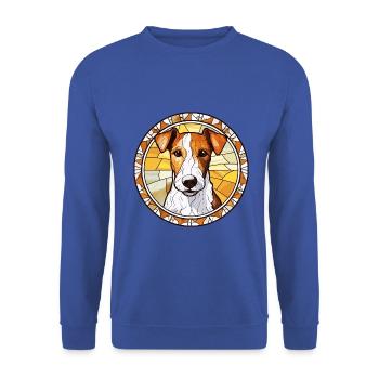 Foxterrier Glatte Hunderasse Buntglas Colorfu - Unisex Pullover - Royalblau - Vorne - Alina (178cm) & Michal (187cm)