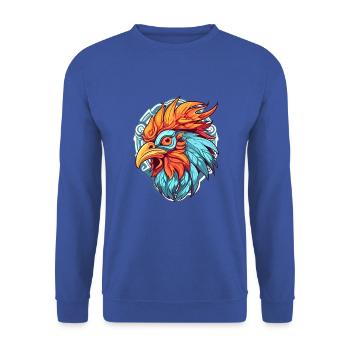 Hahn Buntes Aquarell Cartoon Kawaii Tier - Unisex Pullover - Royalblau - Vorne - Alina (178cm) & Michal (187cm)