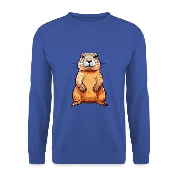 Gopher Buntes Aquarell Cartoon Kawaii Tier - Unisex Pullover - Royalblau - Vorne - Alina (178cm) & Michal (187cm)