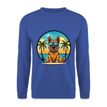 Broholmer Hunderasse Cartoon Sonnenbrille Strand - Unisex Pullover - Royalblau - Vorne - Alina (178cm) & Michal (187cm)
