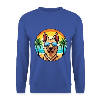 Dutch Shepherd Dog Breed Cartoon Sunglasses Beach - Unisex Sweatshirt - royal blue - Front - Alina (178cm) & Michal (187cm)