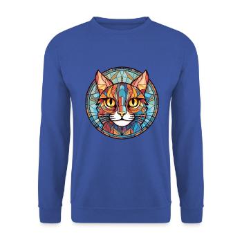 Pixie Bob Katze bunte Aquarell Haustier Illustration - Unisex Pullover - Royalblau - Vorne - Alina (178cm) & Michal (187cm)