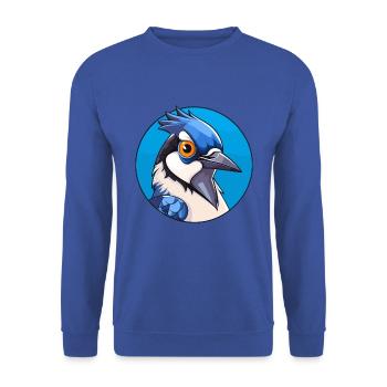 Blauer Eichelhäher Vogel Buntes Glas Bunte Karikatur Kawai - Unisex Pullover - Royalblau - Vorne - Alina (178cm) & Michal (187cm)