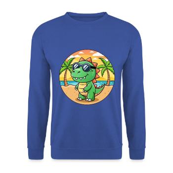 Dinosaur Funny Cartoon Summer Beach Sunglasses - Unisex Sweatshirt - royal blue - Front - Alina (178cm) & Michal (187cm)