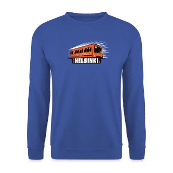 Helsinki Metro T-Shirts, Hoodies, Kleidung, Geschenke - Unisex Pullover - Royalblau - Vorne - Alina (178cm) & Michal (187cm)