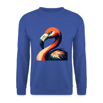 Flamingo Cartoon Figur Buntes Haustier Tier - Unisex Pullover - Royalblau - Vorne - Alina (178cm) & Michal (187cm)