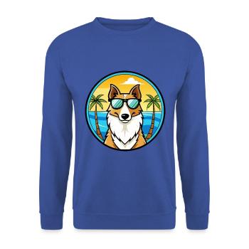 Smooth Collie Hunderasse Cartoon Sonnenbrille Strand - Unisex Pullover - Royalblau - Vorne - Alina (178cm) & Michal (187cm)