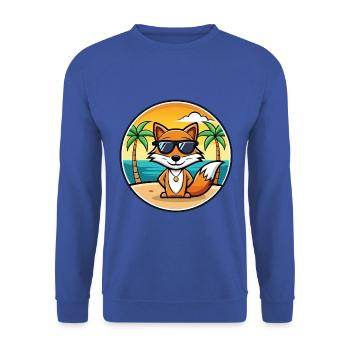 Fuchs Lustige Cartoon Sommer Strand Sonnenbrille Aufkleber - Unisex Pullover - Royalblau - Vorne - Alina (178cm) & Michal (187cm)