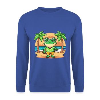 Frog Funny Cartoon Summer Beach Sunglasses - Unisex Sweatshirt - royal blue - Front - Alina (178cm) & Michal (187cm)