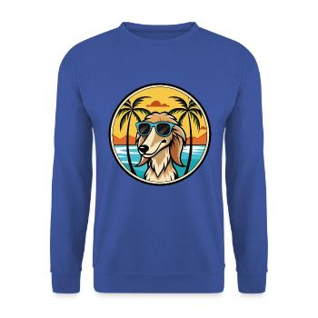 Saluki Hund Rasse Cartoon Sonnenbrille Strand - Unisex Pullover - Royalblau - Vorne - Alina (178cm) & Michal (187cm)