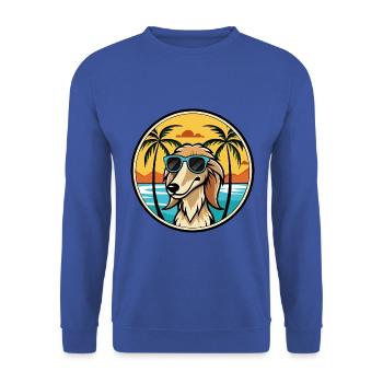 Saluki Dog Breed Cartoon Sunglasses Beach - Unisex Sweatshirt - royal blue - Front - Alina (178cm) & Michal (187cm)