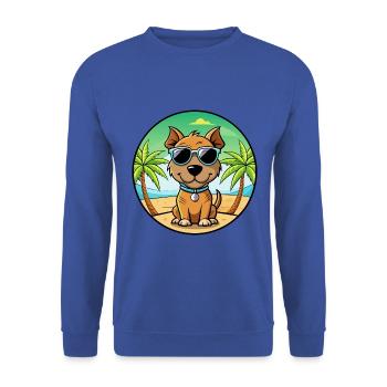 Teddy Roosevelt Terrier Hunderasse Cartoon Strand - Unisex Pullover - Royalblau - Vorne - Alina (178cm) & Michal (187cm)
