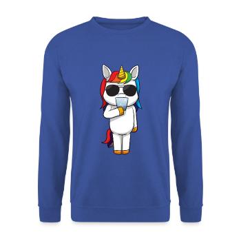 Einhorn Schorle - Unisex Pullover - Royalblau - Vorne - Alina (178cm) & Michal (187cm)
