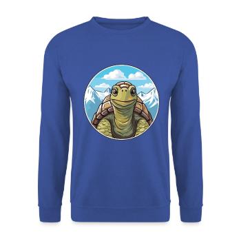 Schildkröte Aquarell Karikatur Kawaii Haustier Tier Farbe - Unisex Pullover - Royalblau - Vorne - Alina (178cm) & Michal (187cm)