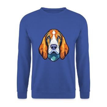 Basset Bleu de Gascogne Hunderasse Aquarellglas - Unisex Pullover - Royalblau - Vorne - Alina (178cm) & Michal (187cm)