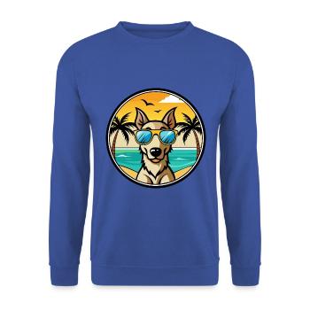 Lurcher Hund Rasse Cartoon Sonnenbrille Strand - Unisex Pullover - Royalblau - Vorne - Alina (178cm) & Michal (187cm)