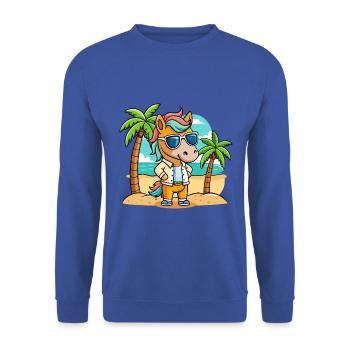 Cheval Drôle Dessin Animé Plage Été Lunettes de soleil - Sweat-shirt Unisexe - bleu royal - Devant - Alina (178cm) & Michal (187cm)