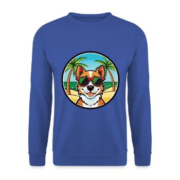 Portugiesisch Podengo Pequeno Hunderasse Cartoon Strand - Unisex Pullover - Royalblau - Vorne - Alina (178cm) & Michal (187cm)