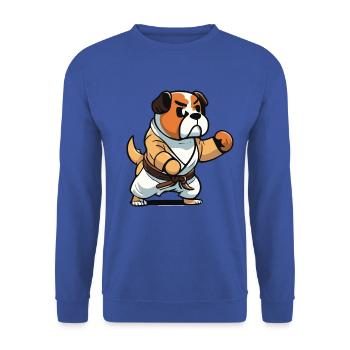 Süßer Hund kennt Karate Cartoon Illustration - Unisex Pullover - Royalblau - Vorne - Alina (178cm) & Michal (187cm)