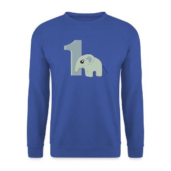 1. Geburtstag Zahl 1 Elefant Baby - Unisex Pullover - Royalblau - Vorne - Alina (178cm) & Michal (187cm)