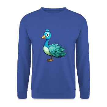 Pfau Niedliche Karikatur Kawaii Aquarell Tier Haustier - Unisex Pullover - Royalblau - Vorne - Alina (178cm) & Michal (187cm)
