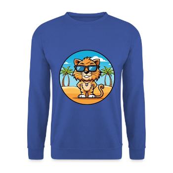 Liger Hybrid Lion Tiger Cat Breed Cartoon Beach - Unisex Sweatshirt - royal blue - Front - Alina (178cm) & Michal (187cm)
