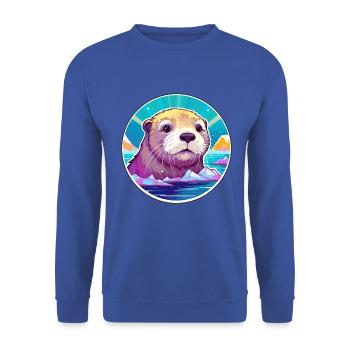 Otter Aquarell Karikatur Kawaii Haustier Tier Farbefu - Unisex Pullover - Royalblau - Vorne - Alina (178cm) & Michal (187cm)