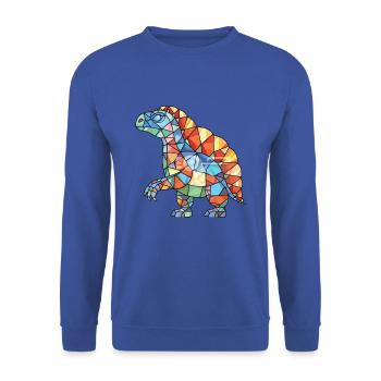 Dinosaurier buntes Aquarell Tier Illustration - Unisex Pullover - Royalblau - Vorne - Alina (178cm) & Michal (187cm)