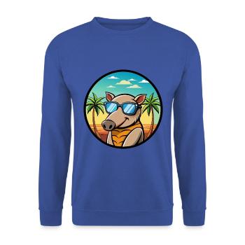 Tapir Lustige Cartoon Sommer Strand Sonnenbrille Cool - Unisex Pullover - Royalblau - Vorne - Alina (178cm) & Michal (187cm)