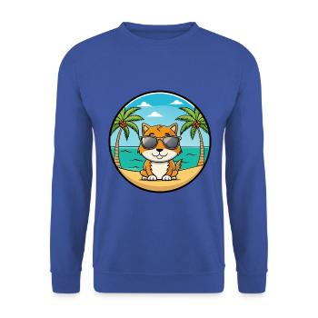 Zypern Katzenrasse Cartoon Sonnenbrille Strand - Unisex Pullover - Royalblau - Vorne - Alina (178cm) & Michal (187cm)