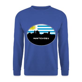 Montevideo-Uruguay-Flaggen-Skyline-Schattenbild-Reise - Unisex Pullover - Royalblau - Vorne - Alina (178cm) & Michal (187cm)