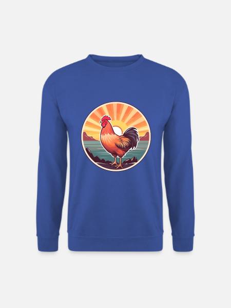Henne bunte Aquarell-Karikatur Kawaii-Tier - Unisex Pullover - Royalblau