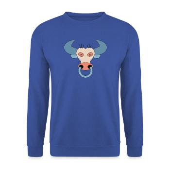 Cow N7T - Neues NFT Style - Unisex Pullover - Royalblau - Vorne - Alina (178cm) & Michal (187cm)