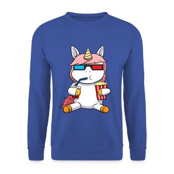 Einhorn 3D 3D Brille Popcorn Kino Film Kinofilm - Unisex Pullover - Royalblau - Vorne - Alina (178cm) & Michal (187cm)