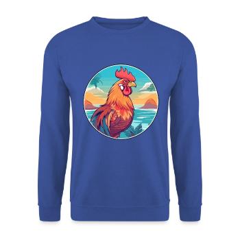 Hahn Aquarell Karikatur Kawaii Clipart Tier - Unisex Pullover - Royalblau - Vorne - Alina (178cm) & Michal (187cm)