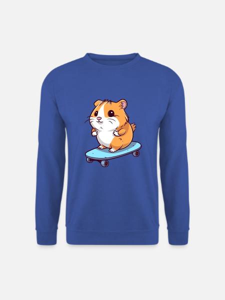 Lustiger Hamster Kawaii Cartoon spielt Skateboard - Unisex Pullover - Royalblau