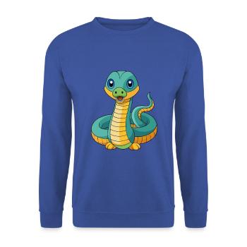Anaconda Cute Mascot Cartoon Character Kawaii - Unisex Sweatshirt - royal blue - Front - Alina (178cm) & Michal (187cm)