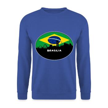 Brasilia Brasilien Flagge Skyline Silhouette Reisen - Unisex Pullover - Royalblau - Vorne - Alina (178cm) & Michal (187cm)