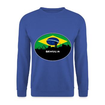Brasilia Brasilien Flagge Skyline Silhouette Reisen - Unisex Pullover - Royalblau - Vorne - Alina (178cm) & Michal (187cm)