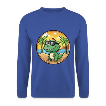Dinosaur Funny Cartoon Summer Beach Sunglasses - Unisex Sweatshirt - royal blue - Front - Alina (178cm) & Michal (187cm)
